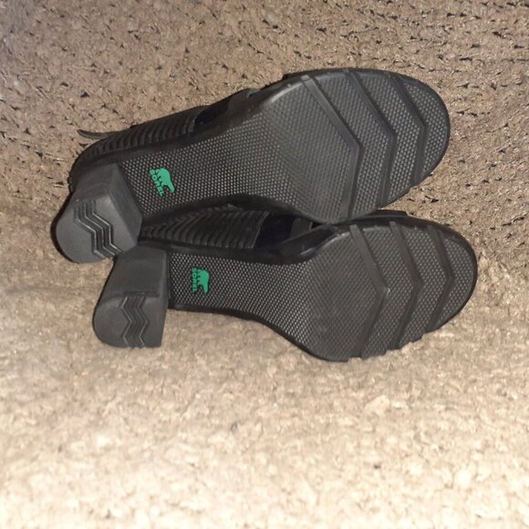 SOREL-Medina-Open Toe/Boot-Black Leather/Rubber/Nylon-Block Heel-Sz8.5-Near Mint - Picture 7 of 7